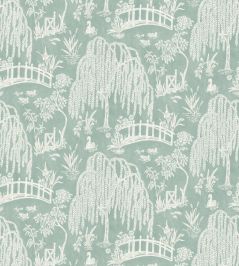 Les Saules Fabric by Nina Campbell Aqua Les Saules Fabric by Nina Campbell Aqua