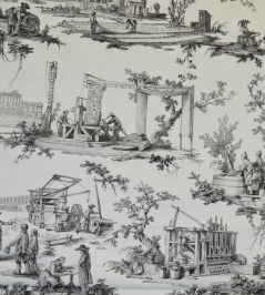 Les Travaux De La Manufacture Fabric by Casal Gris Les Travaux De La Manufacture Fabric by Casal Gris