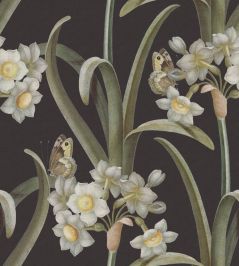 Lilian Wallpaper by Sandberg Charcoal Lilian Wallpaper by Sandberg Charcoal