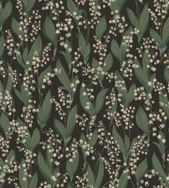 Liljekonvalj Wallpaper by Sandberg Charcoal Liljekonvalj Wallpaper by Sandberg Charcoal