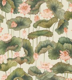 Lily Lotus Wallpaper by Cole & Son Olive & Orange Lily Lotus Wallpaper by Cole & Son Olive & Orange