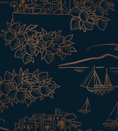 Limoneto Wallpaper by Mini Moderns Midnight & Copper Limoneto Wallpaper by Mini Moderns Midnight & Copper