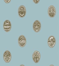 Linear Cameos Wallpaper by Josephine Munsey Cobber Spruce and Dew Linear Cameos Wallpaper by Josephine Munsey Cobber Spruce and Dew
