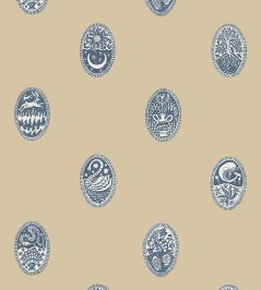 Linear Cameos Wallpaper by Josephine Munsey Shell, Churt Blue and Cliffwell Stone Linear Cameos Wallpaper by Josephine Munsey Shell, Churt Blue and Cliffwell Stone