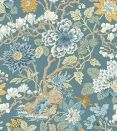 Little Magnolia Wallpaper by GP & J Baker Denim/Ochre Little Magnolia Wallpaper by GP & J Baker Denim/Ochre
