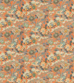 Little Magnolia Fabric by GP & J Baker Teal/Orange Little Magnolia Fabric by GP & J Baker Teal/Orange