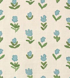 Little Wild Tulips Fabric by Ottoline Light Blue Little Wild Tulips Fabric by Ottoline Light Blue