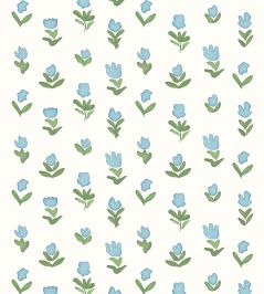 Little Wild Tulips Wallpaper by Ottoline Light Blue Little Wild Tulips Wallpaper by Ottoline Light Blue