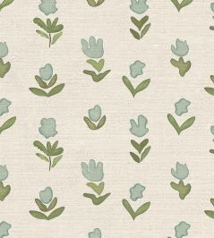 Little Wild Tulips Fabric by Ottoline Misty Green Little Wild Tulips Fabric by Ottoline Misty Green