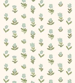 Little Wild Tulips Wallpaper by Ottoline Misty Green Little Wild Tulips Wallpaper by Ottoline Misty Green