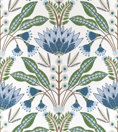 Lotus Wallpaper by Thibaut Blue and Green Lotus Wallpaper by Thibaut Blue and Green