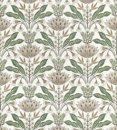Lotus Fabric by Thibaut Green and Beige Lotus Fabric by Thibaut Green and Beige