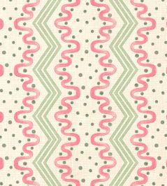 Madame Ziggle Fabric by Ottoline Green and Pink Madame Ziggle Fabric by Ottoline Green and Pink