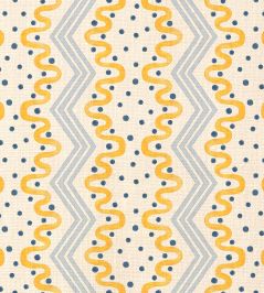Madame Ziggle Fabric by Ottoline Yellow and Blue Madame Ziggle Fabric by Ottoline Yellow and Blue