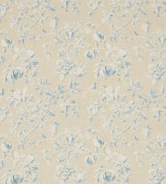Magnolia & Pomegranate Fabric by Sanderson Parchment/Sky Blue Magnolia & Pomegranate Fabric by Sanderson Parchment/Sky Blue