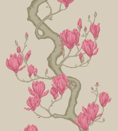 Magnolia Tree Wallpaper by Cole & Son Metallic Taupe & Magenta Magnolia Tree Wallpaper by Cole & Son Metallic Taupe & Magenta