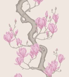 Magnolia Tree Wallpaper by Cole & Son Parchment & Soft Fuchsia Magnolia Tree Wallpaper by Cole & Son Parchment & Soft Fuchsia