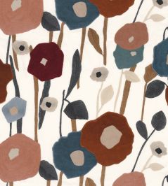 Manali Fabric by Casamance Bleu Nordique Tabac Manali Fabric by Casamance Bleu Nordique Tabac