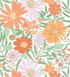 Marguerite Wallpaper by Caselio Blanc vert parme Marguerite Wallpaper by Caselio Blanc vert parme