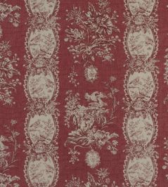 Les Oiseaux Fabric by Marvic Raspberry Les Oiseaux Fabric by Marvic Raspberry