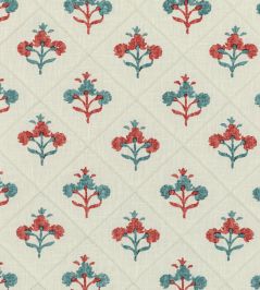 Marwell Fabric by Baker Lifestyle Aqua / Red Marwell Fabric by Baker Lifestyle Aqua / Red