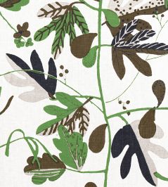 Matisse Leaf Fabric by Thibaut Black and Green Matisse Leaf Fabric by Thibaut Black and Green