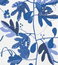 Matisse Leaf Fabric by Thibaut Blue and White Matisse Leaf Fabric by Thibaut Blue and White