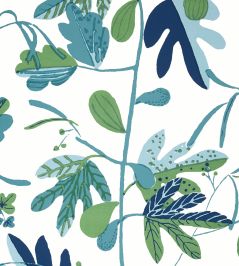 Matisse Leaf Wallpaper by Thibaut Green and Blue Matisse Leaf Wallpaper by Thibaut Green and Blue
