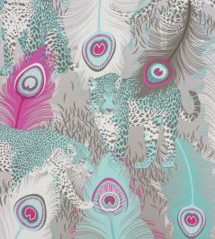 Leopardo Wallpaper by Matthew Williamson Metallic Gilver/Jade/Cerise Leopardo Wallpaper by Matthew Williamson Metallic Gilver/Jade/Cerise