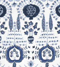 Mendoza Suzani Fabric by Thibaut Blue and White Mendoza Suzani Fabric by Thibaut Blue and White