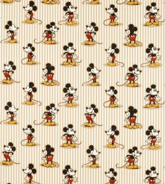 Mickey Stripe Fabric by Sanderson Peanut Mickey Stripe Fabric by Sanderson Peanut