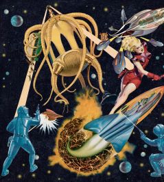 Sci Fi Pulp Wallpaper by MINDTHEGAP Blue Sci Fi Pulp Wallpaper by MINDTHEGAP Blue