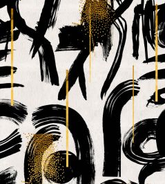 Gestural Abstraction Wallpaper by MINDTHEGAP Black, White, Gold Gestural Abstraction Wallpaper by MINDTHEGAP Black, White, Gold