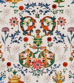 Transylvania Folk Wallpaper by MINDTHEGAP White, Blue Transylvania Folk Wallpaper by MINDTHEGAP White, Blue