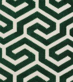 Ming Fret Velvet Fabric by Schumacher Emerald Ming Fret Velvet Fabric by Schumacher Emerald