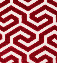 Ming Fret Velvet Fabric by Schumacher Red Ming Fret Velvet Fabric by Schumacher Red