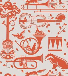 Pet Sounds Wallpaper by Mini Moderns Harvest Orange Pet Sounds Wallpaper by Mini Moderns Harvest Orange