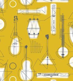 Concert Wallpaper by Mini Moderns Mustard Concert Wallpaper by Mini Moderns Mustard