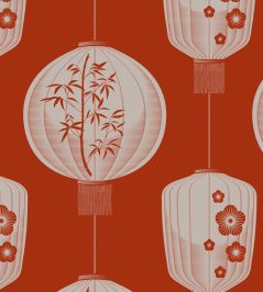 Lucky Lantern Wallpaper by Mini Moderns Harvest Orange Lucky Lantern Wallpaper by Mini Moderns Harvest Orange