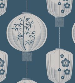 Lucky Lantern Wallpaper by Mini Moderns Washed Denim Lucky Lantern Wallpaper by Mini Moderns Washed Denim
