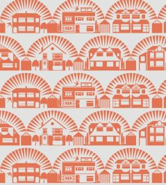 Metroland Wallpaper by Mini Moderns Harvest Orange Metroland Wallpaper by Mini Moderns Harvest Orange