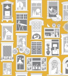 One Day Wallpaper by Mini Moderns Mustard One Day Wallpaper by Mini Moderns Mustard