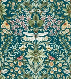 Mirabell Wallpaper by Clarke & Clarke Teal Mirabell Wallpaper by Clarke & Clarke Teal