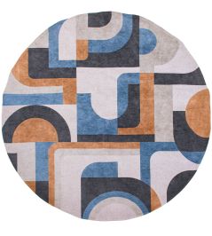 Module Round Rug by Louis De Poortere Camel Blue Module Round Rug by Louis De Poortere Camel Blue