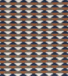 Moki Fabric by Casamance Bleu Orange Brule Moki Fabric by Casamance Bleu Orange Brule