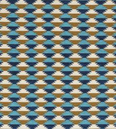 Moki Fabric by Casamance Ocre Turquoise Moki Fabric by Casamance Ocre Turquoise