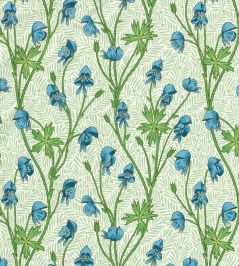 Monkshood Fabric by Morris & Co Cobalt/Goblin Green Monkshood Fabric by Morris & Co Cobalt/Goblin Green