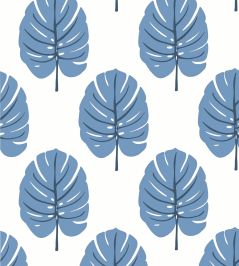 Monstera Wallpaper by Thibaut Blue Monstera Wallpaper by Thibaut Blue