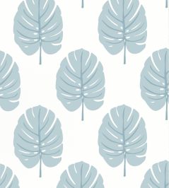 Monstera Wallpaper by Thibaut Spa Blue Monstera Wallpaper by Thibaut Spa Blue