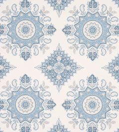 Montecito Medallion Wallpaper by Schumacher China Blue Montecito Medallion Wallpaper by Schumacher China Blue